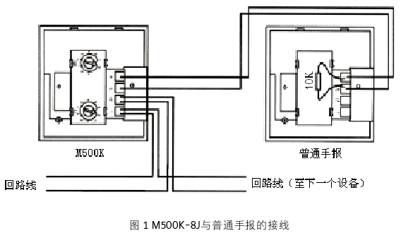 江森Johnson M500K-8J智能手动报警按钮接线示意图